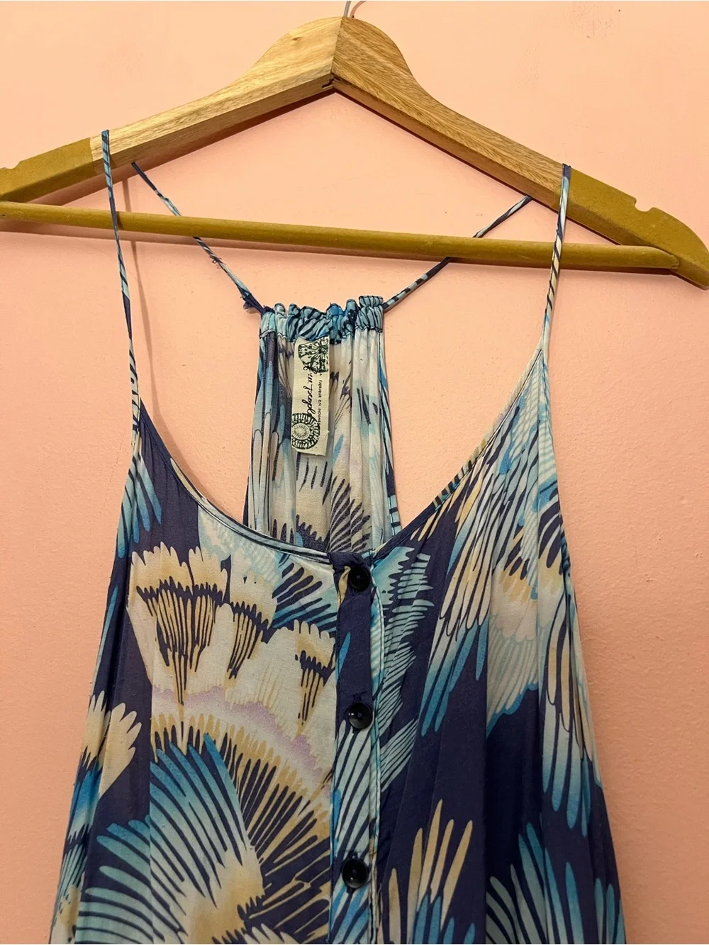 Free People Lightweight Floral Leaf Print Beachy High Low Mini Dress Small